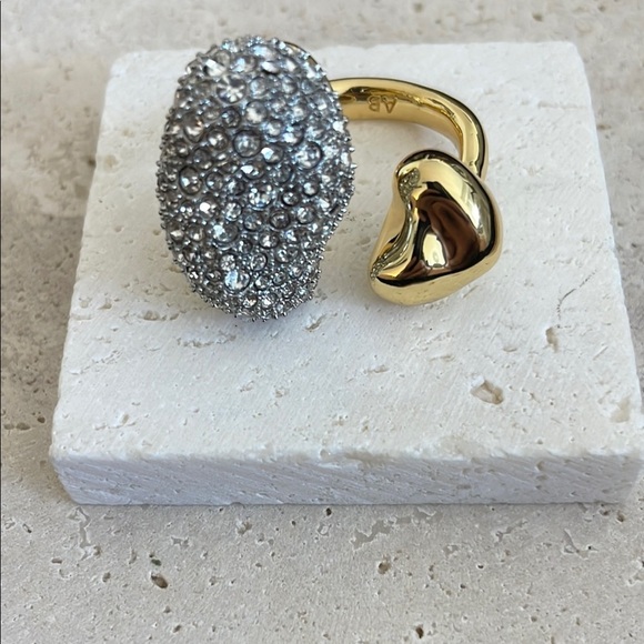 ALEXIS BITTAR Gold and Silver Crystal Encrusted Ring - Picture 1 of 3